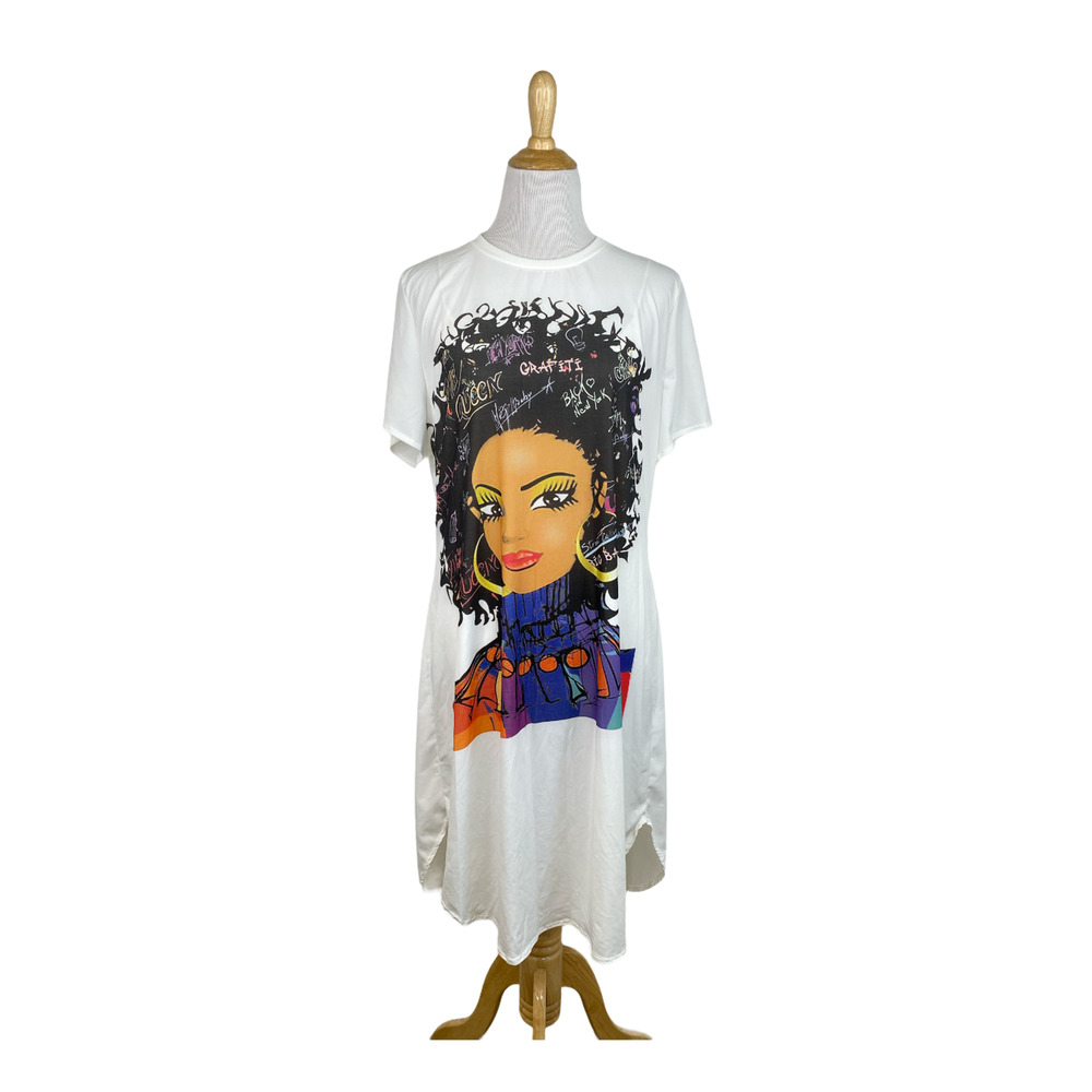 NEW Rainbow Graphic-Art Slit Back Dress Size 2X